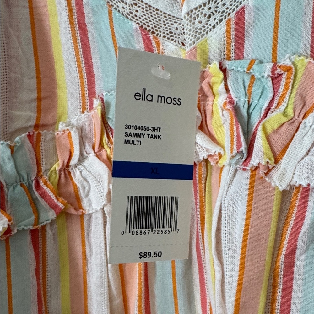 Ella Moss Multicolor Striped Ruffle Tank - Picture 4 of 8